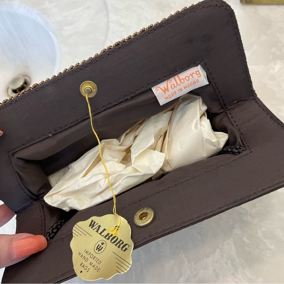 Balborg beaded satin clutch evening bag with strap, NWT yet vintage, excellent! - Picture 5 of 13